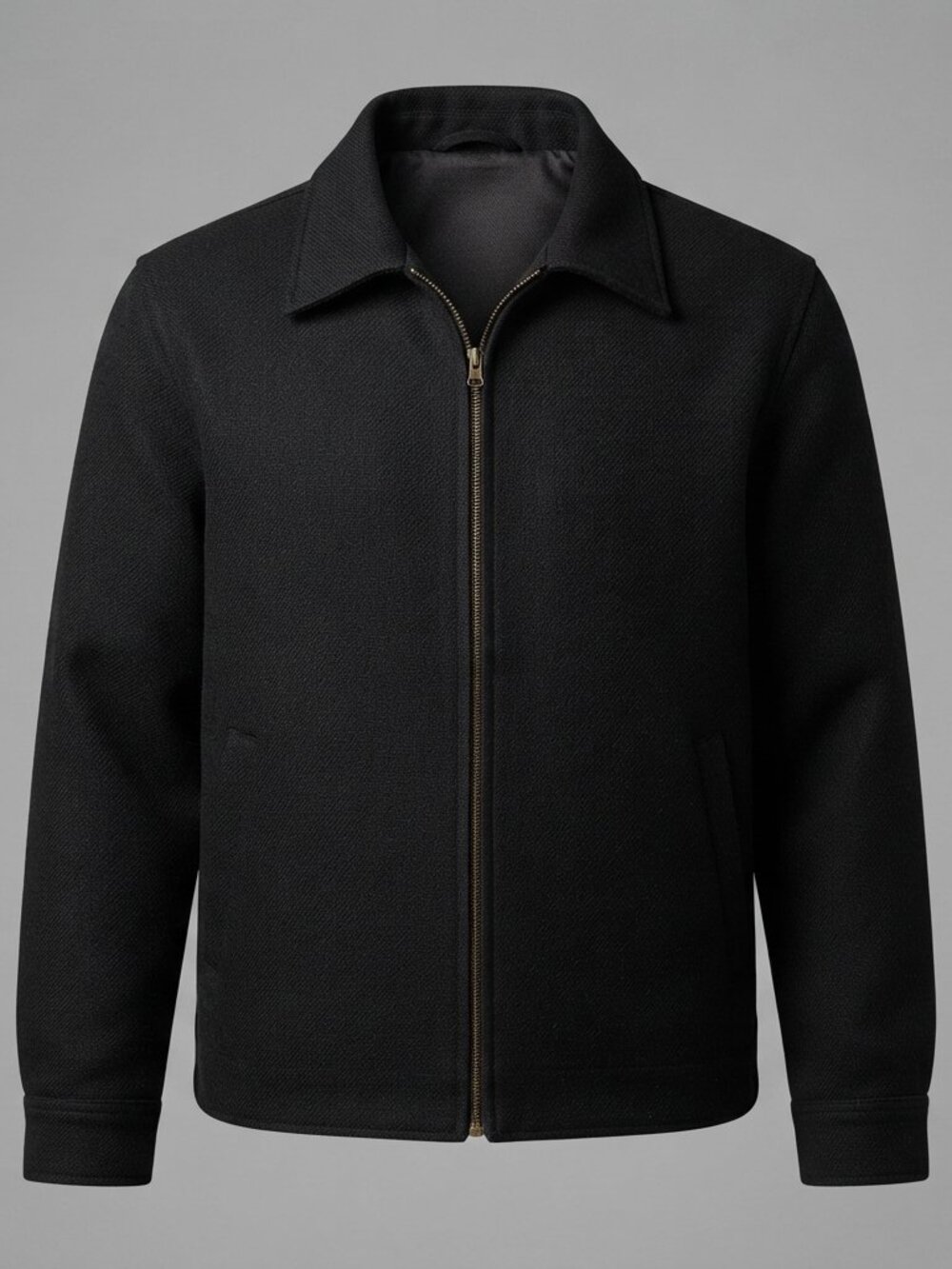 Old Navy Classic Wool Blend Zip Front Jacket Black Men's XL